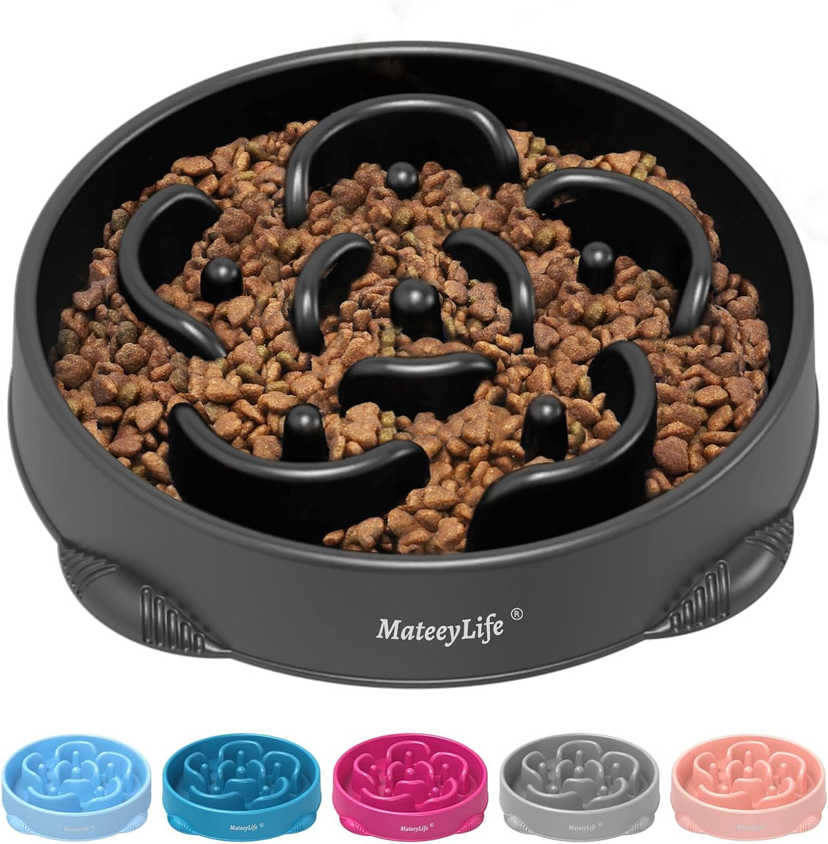 MateeyLife 2-Pack Slow Feeder Dog Bowls, 2 Cups, Dog Puzzle Feeder Bowl | Food-contact safe, dishwasher safe, non-slip base, maze design, for fast eaters, for dogs and cats, daily mealtimes