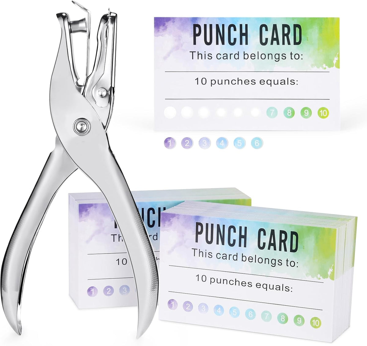 ONEDONE Punch Cards 200 Pack Reward Punch Cards for Classroom with Puncher