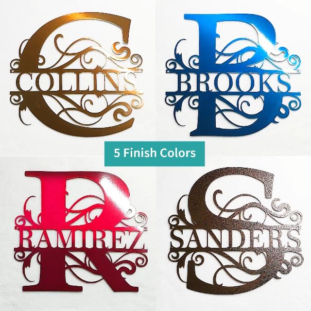 Custom Metal Name Sign | Split Letter Monogram | Outdoor Last Name Sign