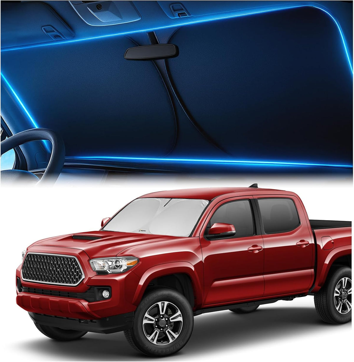 Magnelex Windshield Sun Shade for GMC Sierra 1500 2500 3500 (SLT AT4 Denali) 2019-2026, Foldable Car Window Sunshade, Heat & UV Visor Cover, Reflective Front Shades Accessories