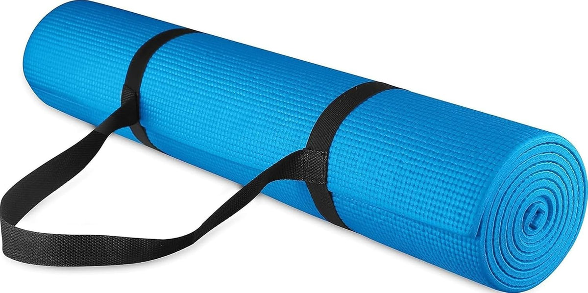 Fitvids All Purpose 1/4-Inch High Density Anti-Tear Exercise Yoga Mat with Carrying Strap with Optional Yoga Blocks, Multiple Colors