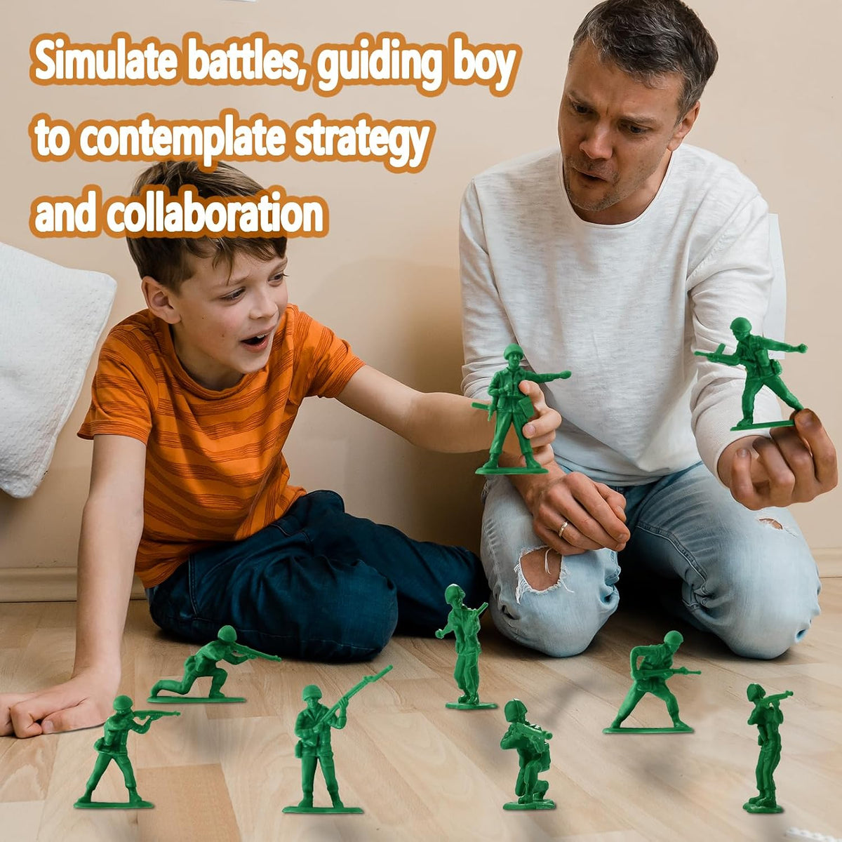 HAPTIME Toys for Boys, Toy Soldiers Set (50 pcs ) , Green Army Men Action Figures, Plastic Military Toys - Inspire Creative Play and Learning Adventures for Kids, Easter Egg Fillers