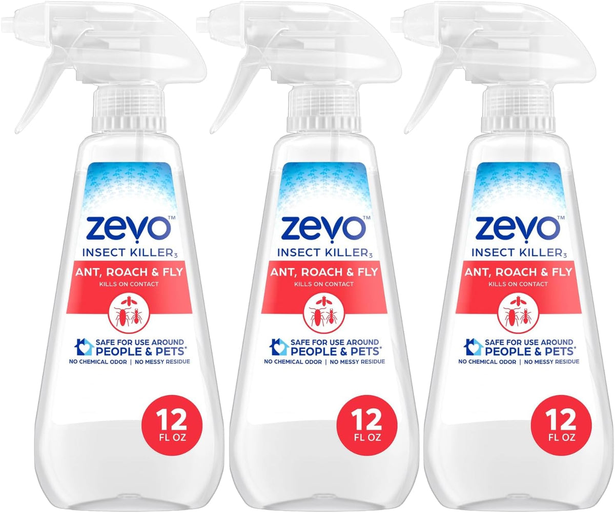 Zevo Flying Insect Bug Aerosol Spray, Kills Flies & Fruit Flies, 3 Bottles