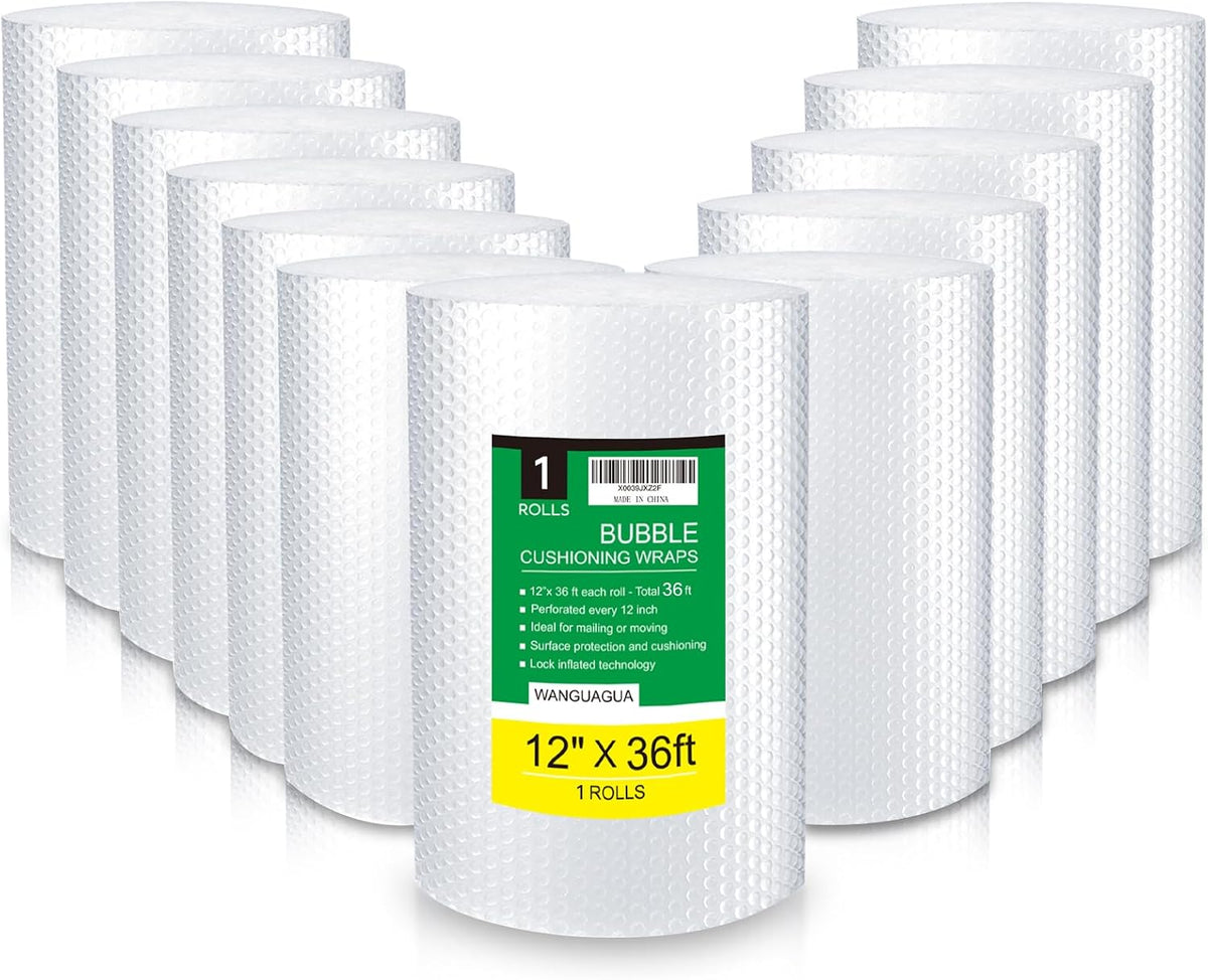 wanguagua Bubble Packing Moving Wrap, 12 Inch x 72 ft Total, 2 Pack