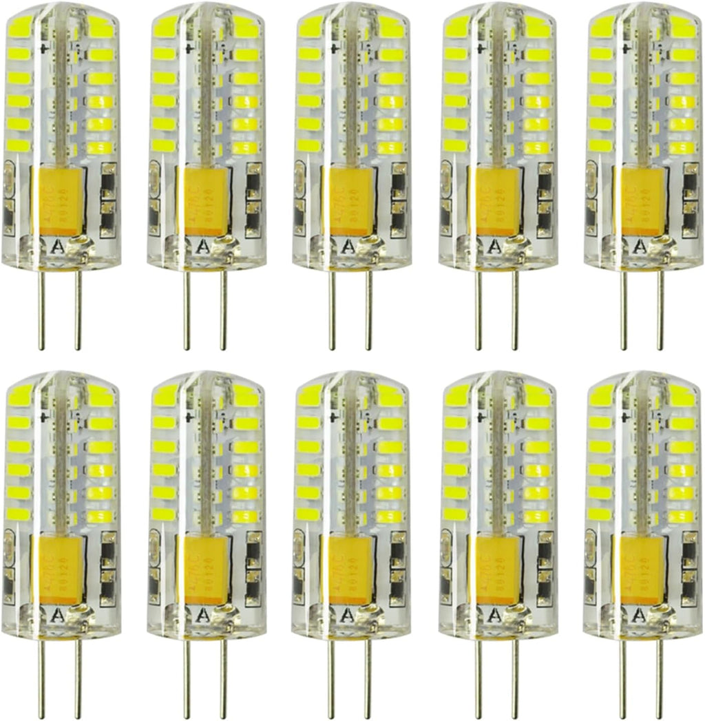 RAYHOO 10pcs G4 LED Bulbs JC Bi-Pin Base Light Bulbs 3W AC/DC 12V 20W-30W T3 Halogen Bulb Replacement Landscape Bulbs(Warm White 3000K)
