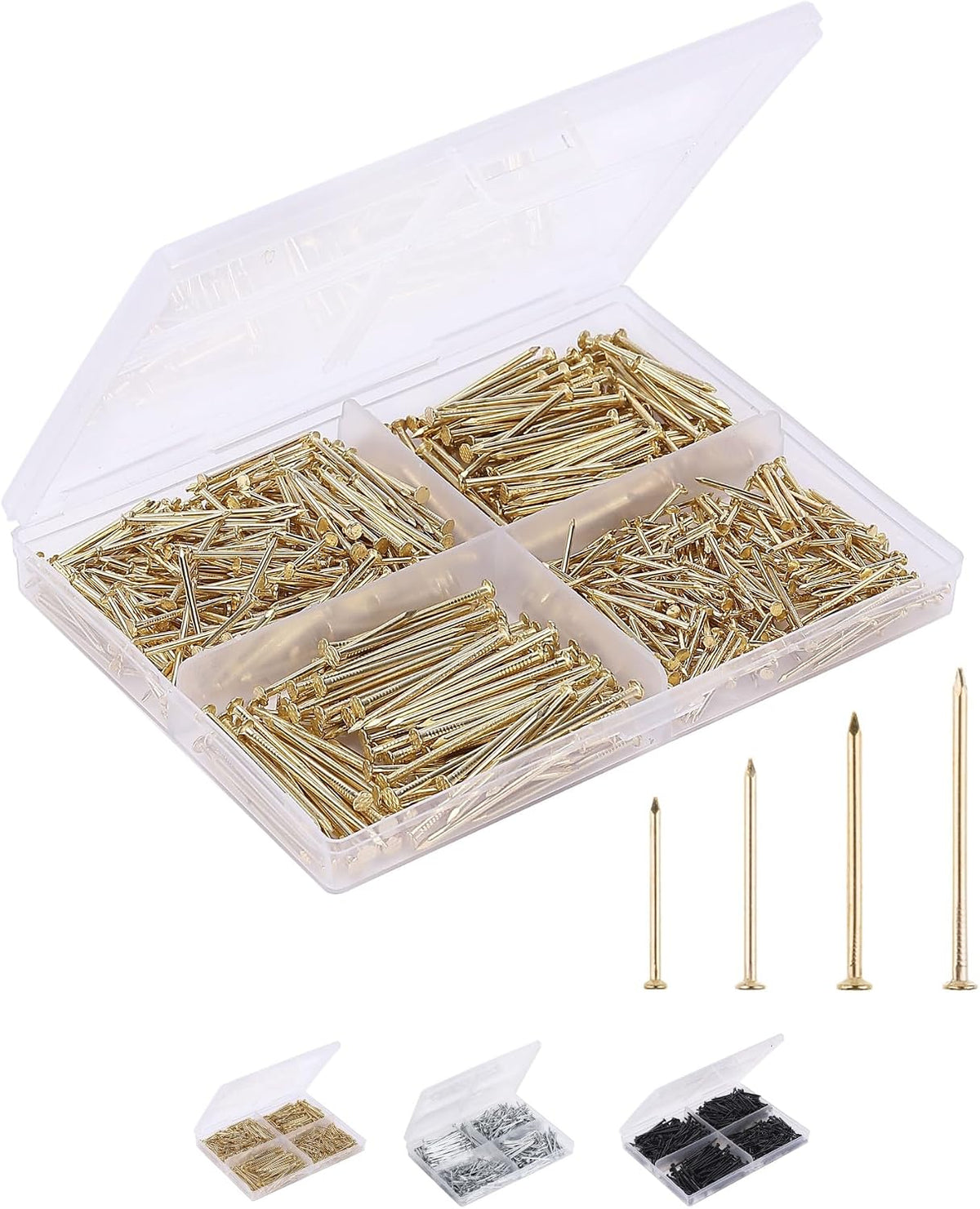 Mr. Pen- Nail Assortment Kit, 600 pcs, 4 Sizes, Silver Picture Hangers
