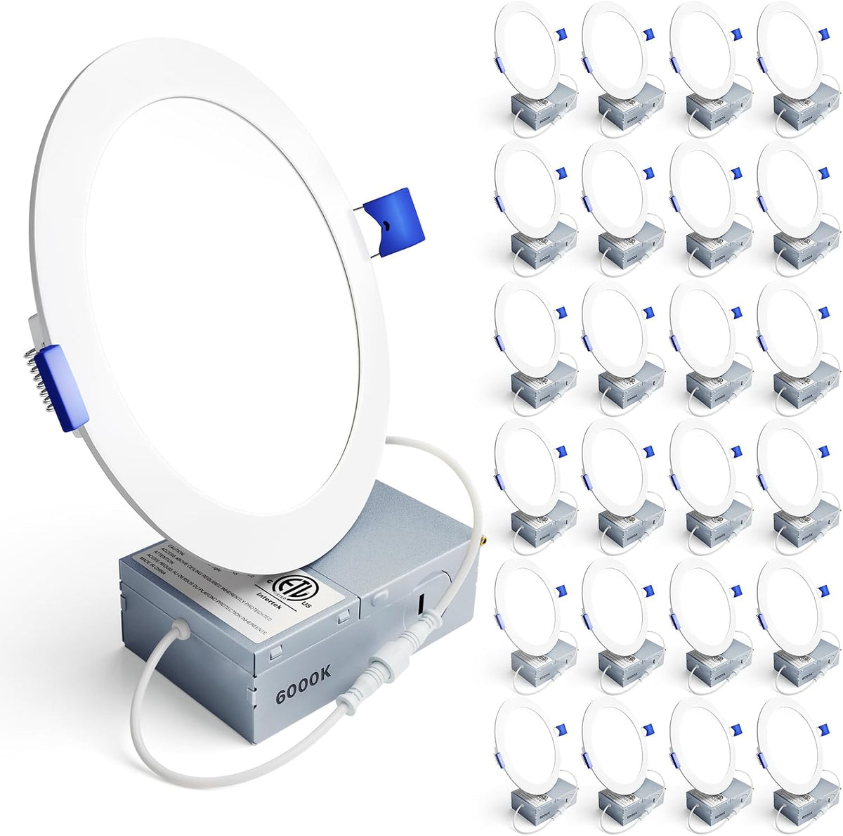 Ensenior 24 Pack 6 Inch LED Recessed Ceiling Light, 5CCT, 1200LM 12W 120V