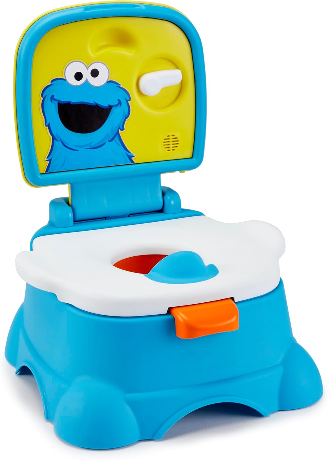 Sesame Street Elmo Hooray 3-in-1 Potty Training Toilet Seat and Step Stool, Easy to Clean Design with Flush Handle and Sounds, Portable and Great for Travel, Perfect for Toddler Boys and Girls 1-3