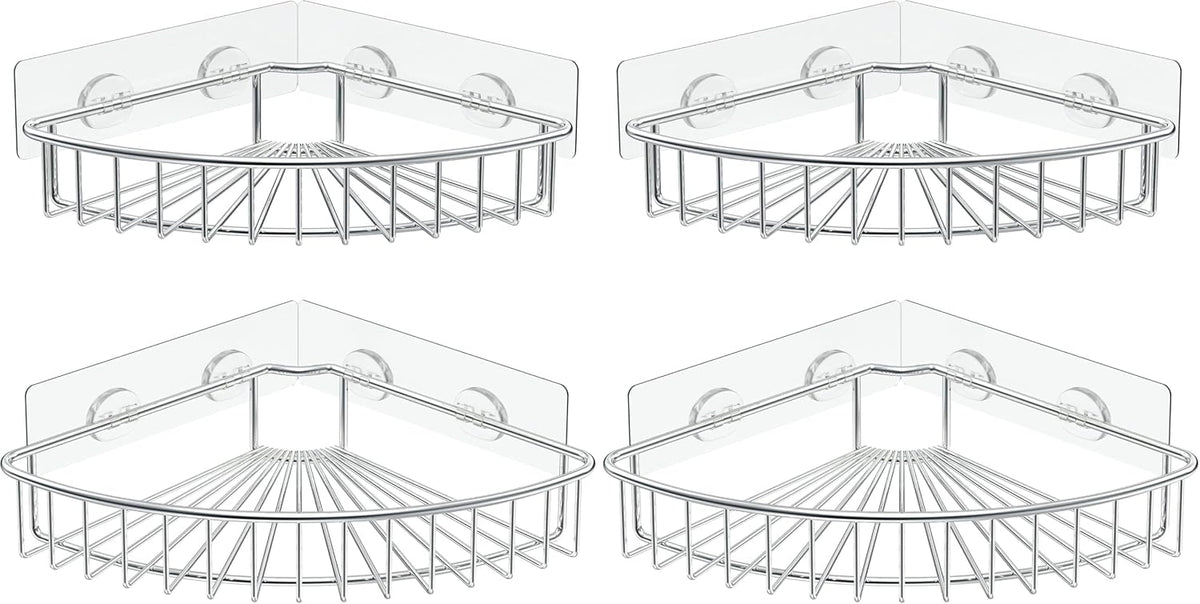 SMARTAKE 2-Pack Corner Shower Caddy, SUS304 Stainless Steel, Silver