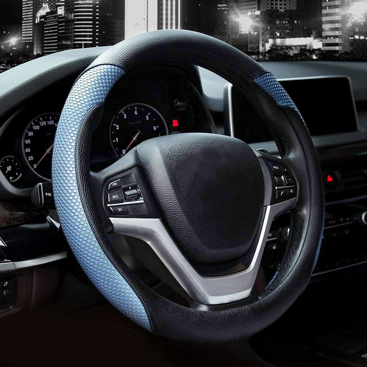 Valleycomfy Microfiber Leather Steering Wheel Cover Universal 15 inch (Black)