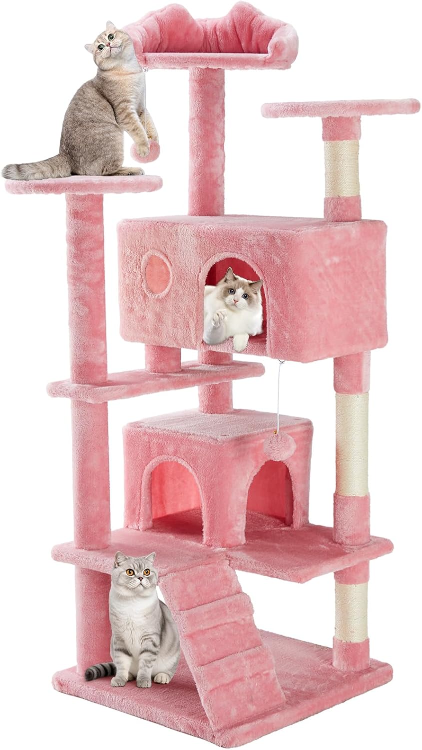 Sweetcrispy 54-inch Cat Tree Tower with Scratching Posts, Indoor Use