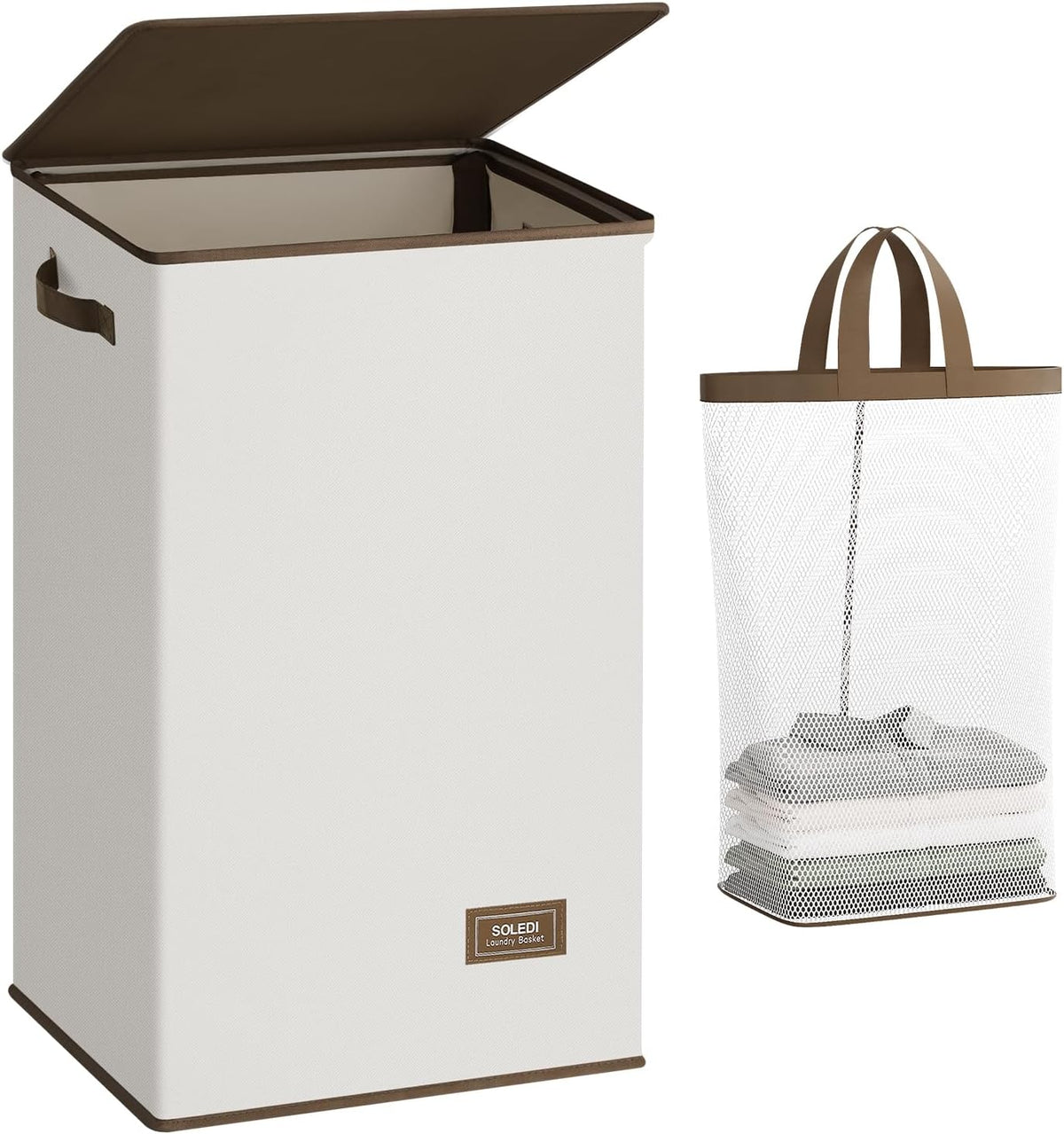 SOLEDI 100L Laundry Hamper with Lid, Large Collapsible Laundry Basket