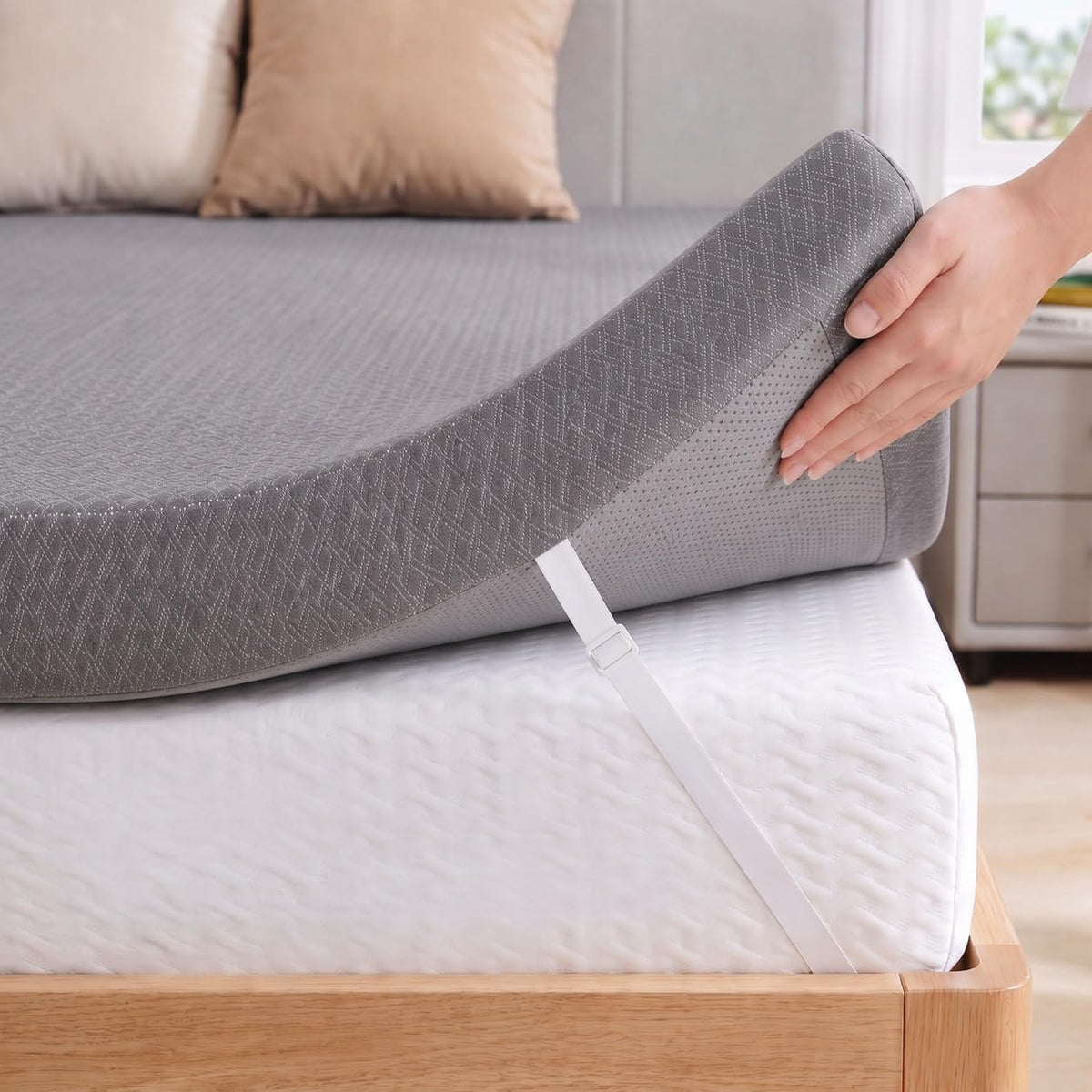 Nelaukoko Mattress Topper Twin XL - 3 inch Gel Infused Memory Foam XL Twin Mattress Toppers with Washable Cover,Bed Toppers for College Dorm,Gray