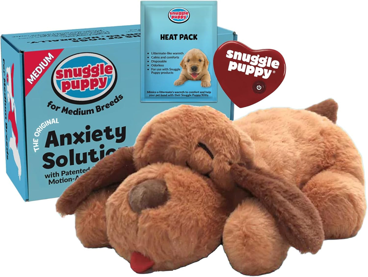 Snuggle Puppy Heartbeat Toy, Calming Comfort, Medium Breeds - Biscuit | Calming heartbeat toy, crate training comfort, heat pack, new puppy essentials, first nights, sleep, medium breeds 25-70 lbs
