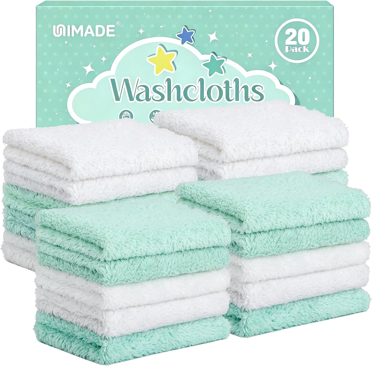 UNIMADE Baby Washcloths, Super Soft Microfiber Coral Fleece Wash Cloths
