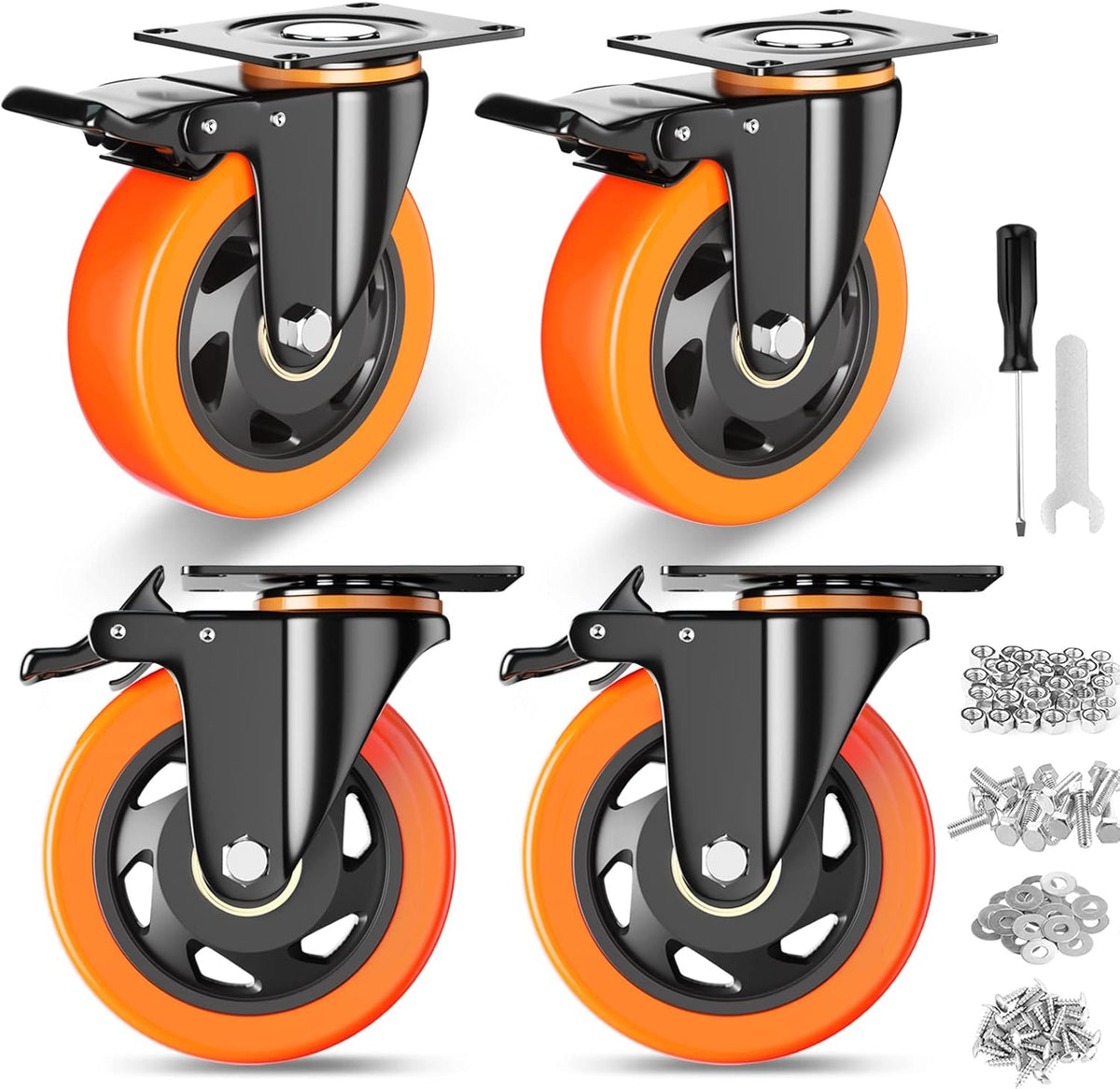 YUPEZOP 4 Inch Caster Wheels, Casters Set of 4 Heavy Duty with Brake