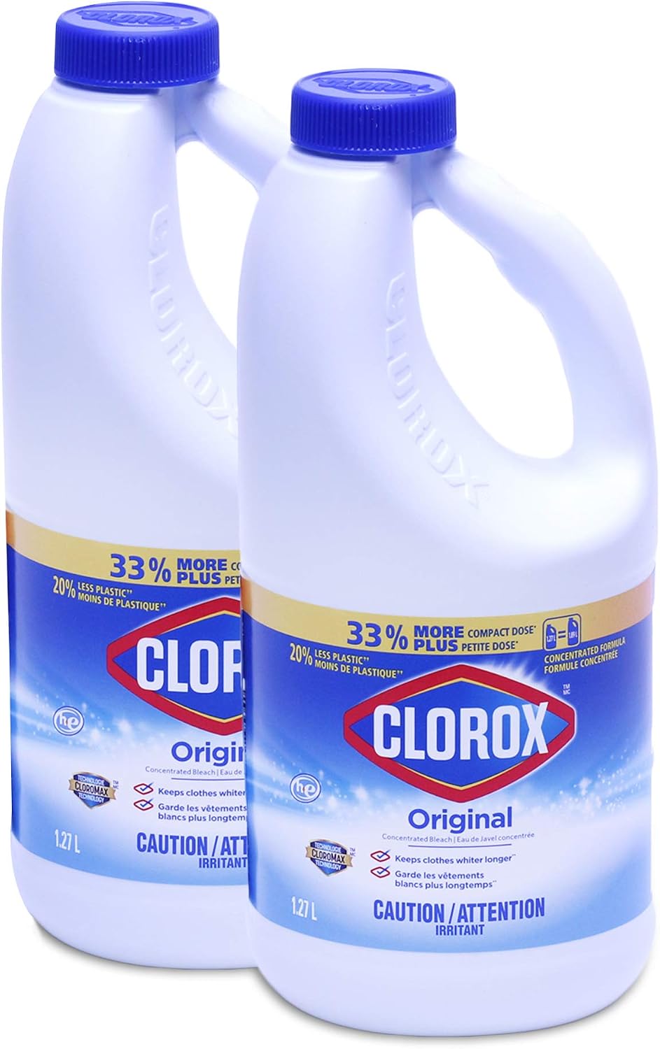 Clorox Concentrated Liquid Bleach with Cloromax Technology, Original - 43 Fl Oz / 1.27 L x 2 Pack