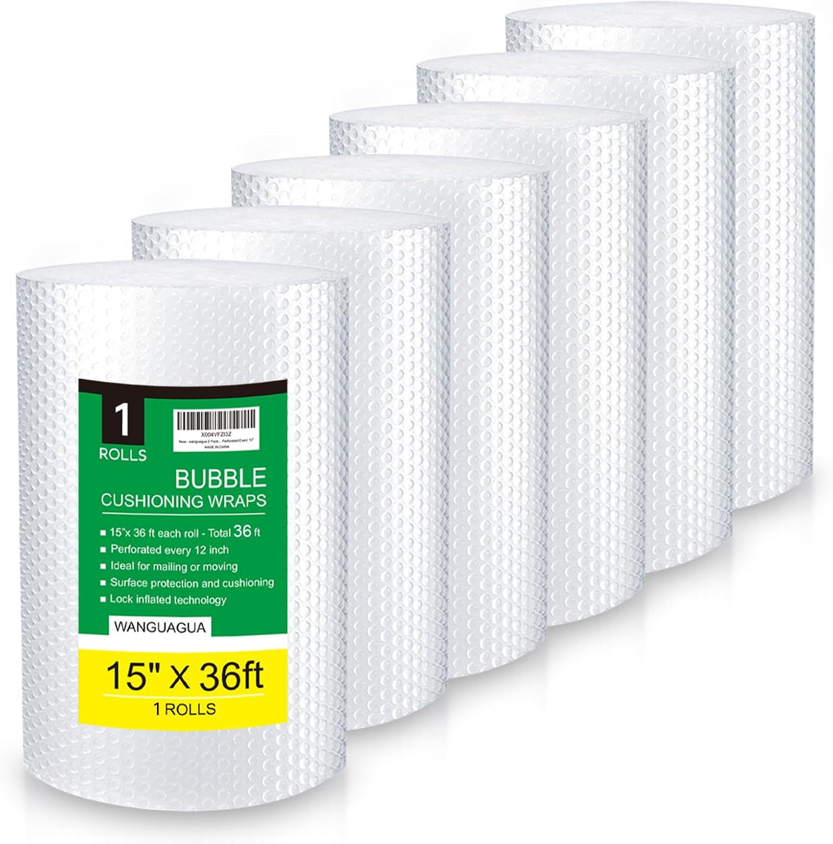 wanguagua Bubble Packing Moving Wrap, 12 Inch x 72 ft Total, 2 Pack