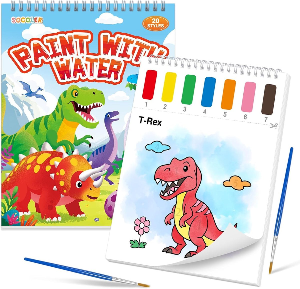 SOCOLER Paint with Water Coloring Books for Kids & Toddlers Boy-Traffic