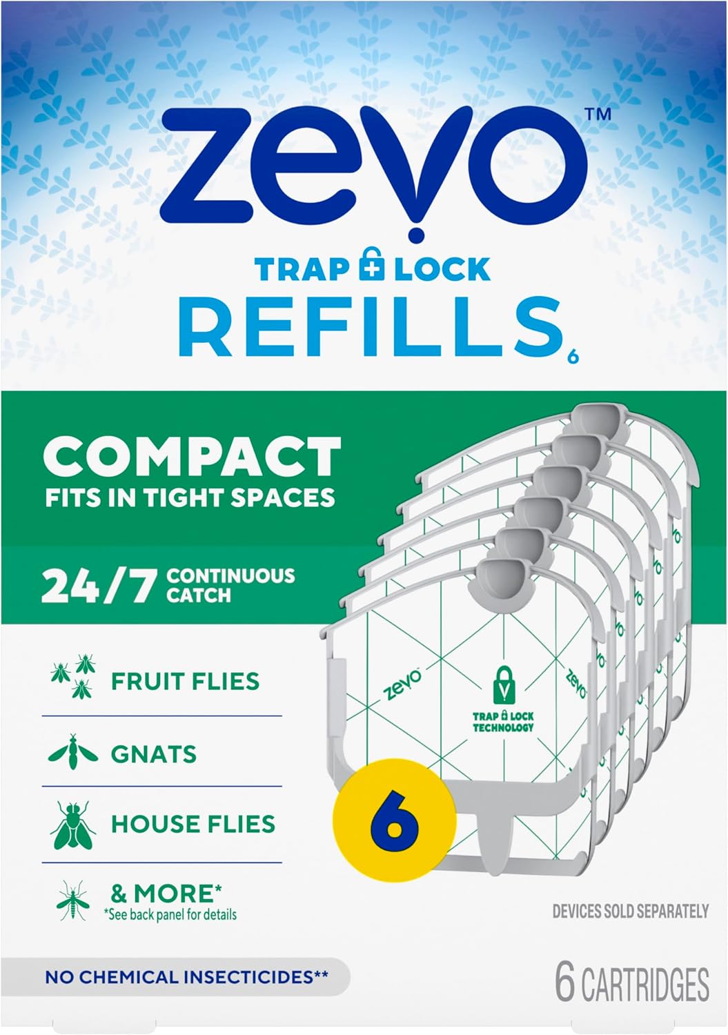 Zevo Compact Flying Insect Trap for Gnats & Fruit Flies, 1 Base & 3 Refills