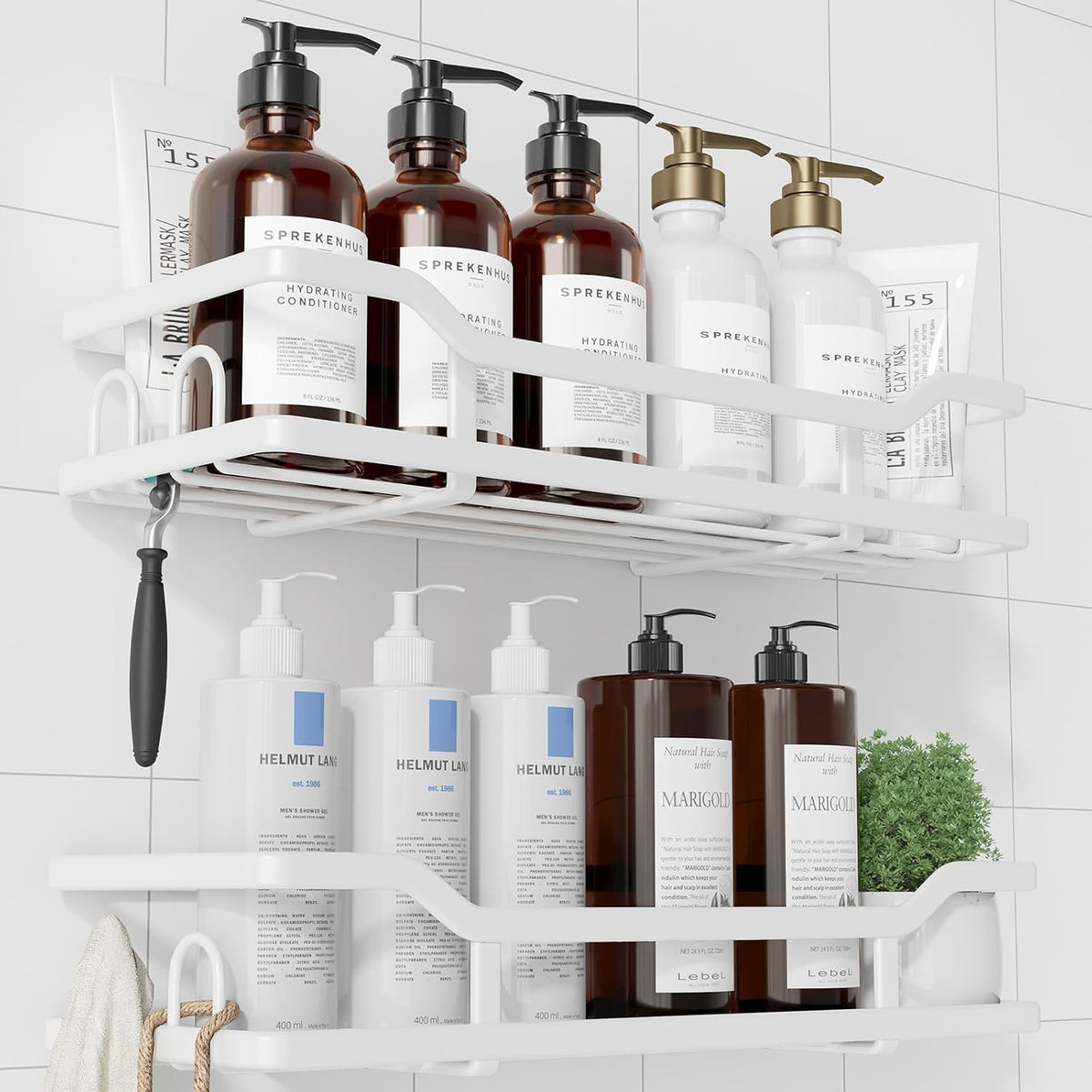 Kitsure Shower Caddy, Adhesive Shower Organizer, Large, Black