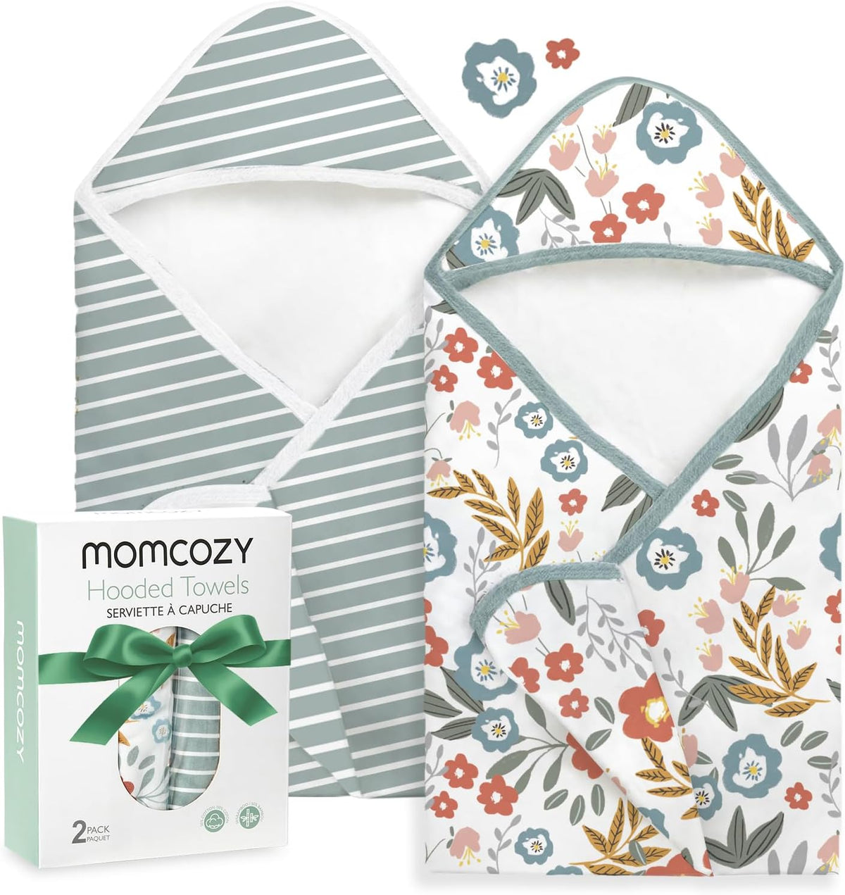Momcozy Baby Towels, Soft Absorbent Bath Towel for Newborn&Toddler,Lemon
