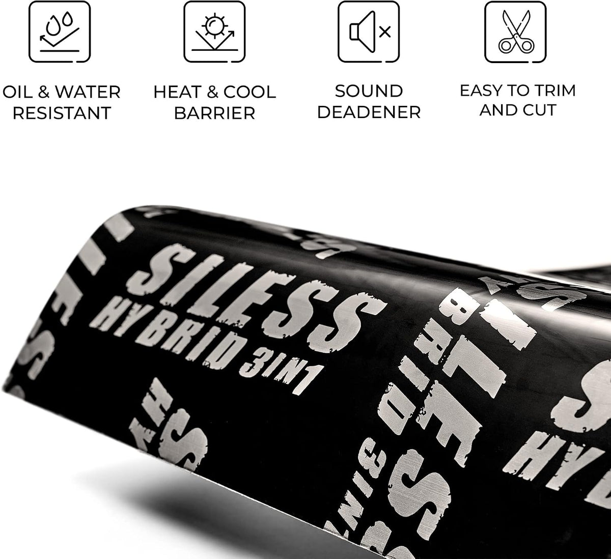 Siless Hybrid 3in1 200 mil 25 sqft Car Sound Deadening mat - Butyl Automotive Sound Deadener - Noise Insulation and Vibration Dampening Material