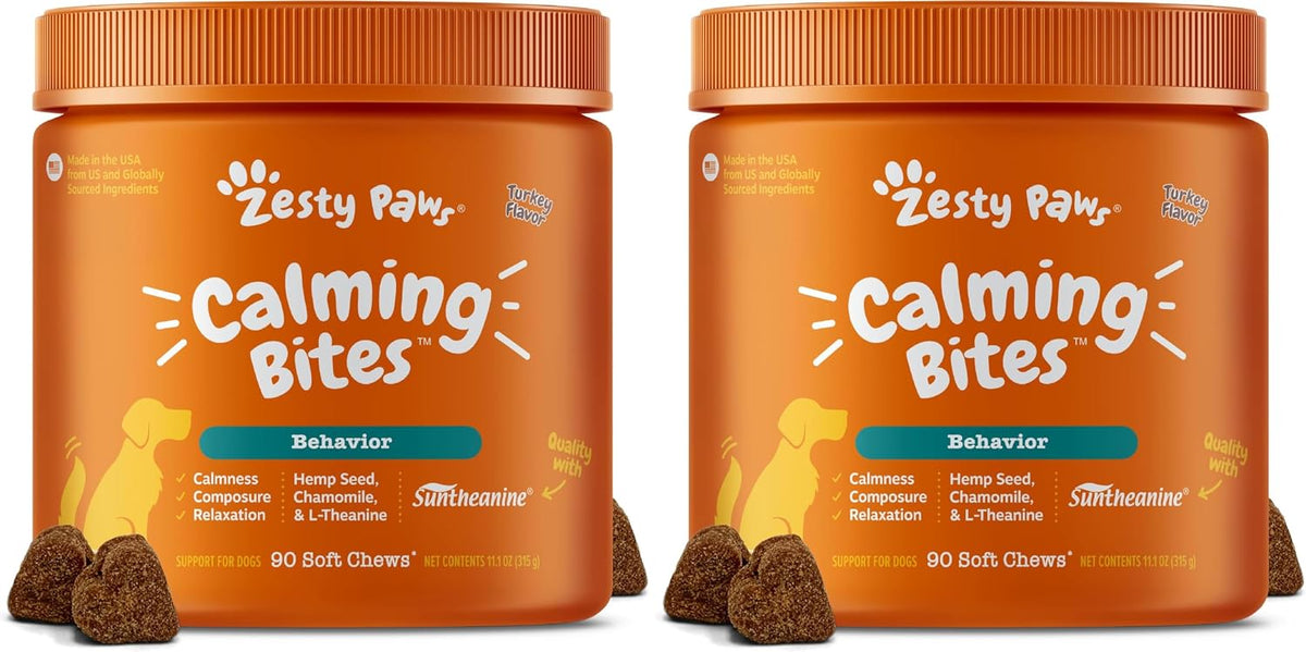 Zesty Paws Calming Chews for Dogs - Dog Calming Supplement, PB, 90 Ct