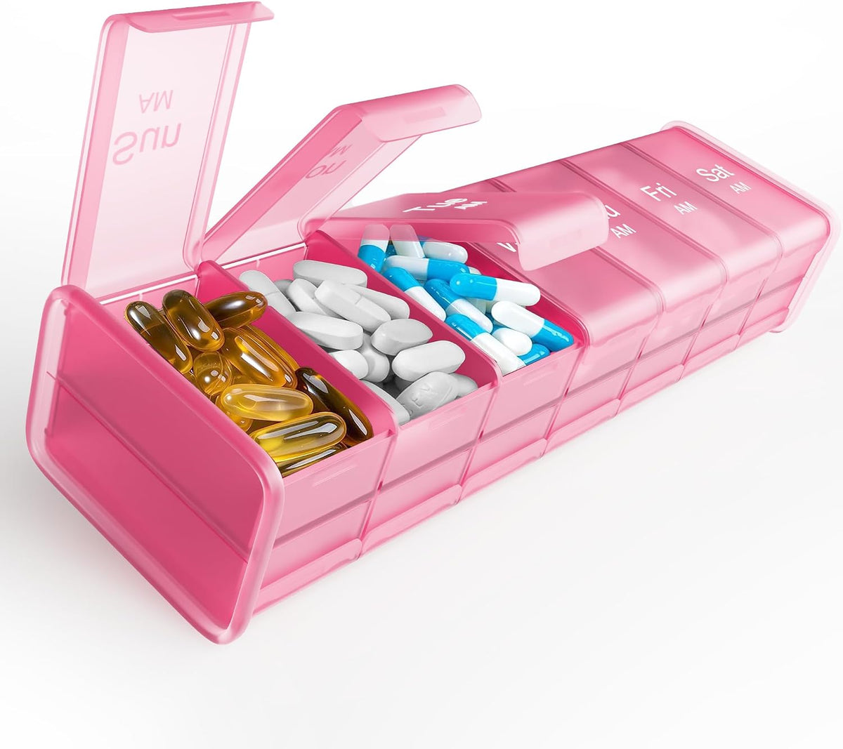 Extra Large Pill Organizer- XXL Pill Box 7 Day - Weekly Pill Organizer with AM PM Large Compartments Big Pill Case for Supplements Jumbo Pill Holder for Vitamins Huge Medicine Organizer 2 Times a Day