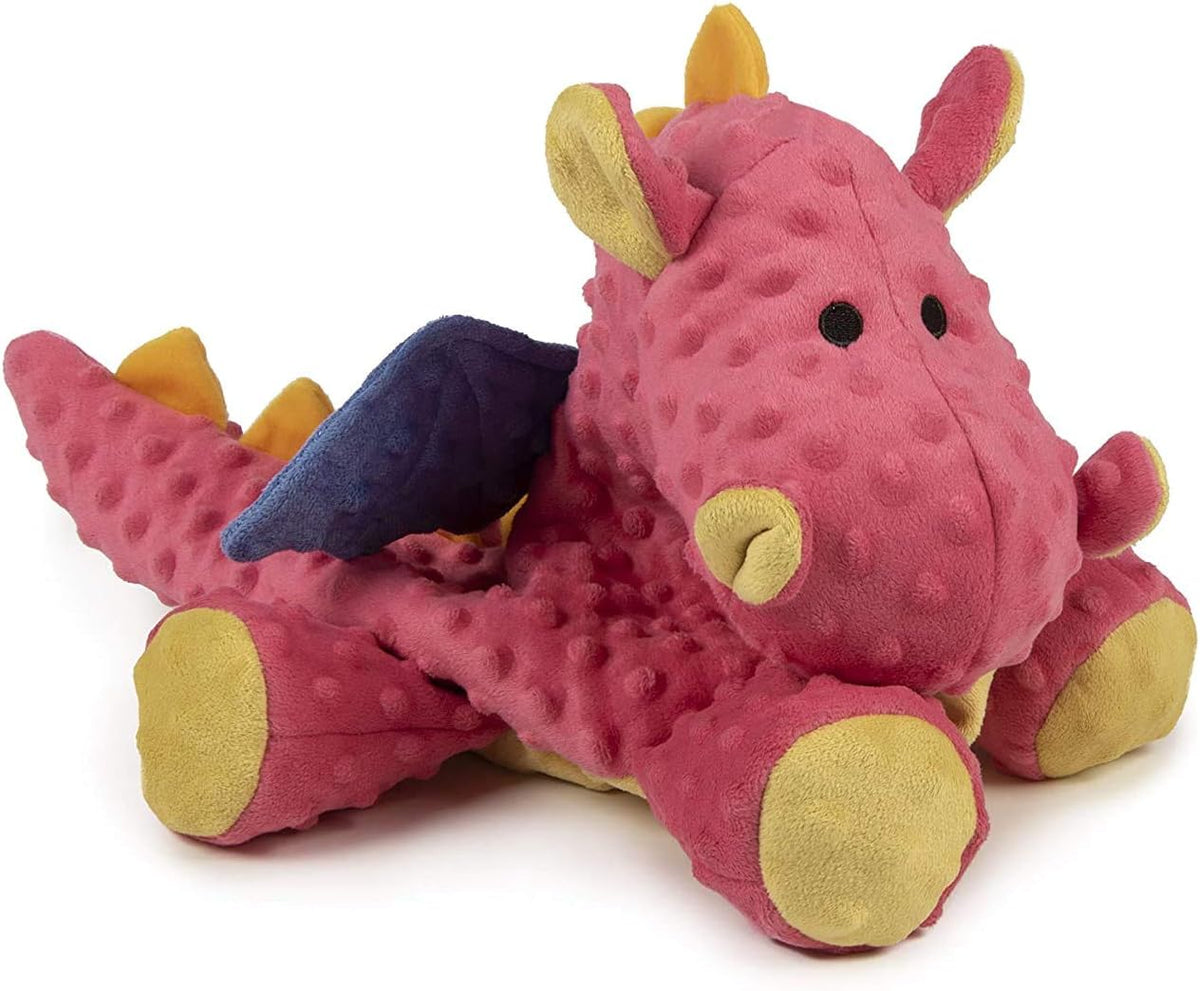 goDog Bubble Plush Dragons Squeaky Dog Toy, Chew Guard Technology - Coral, Large