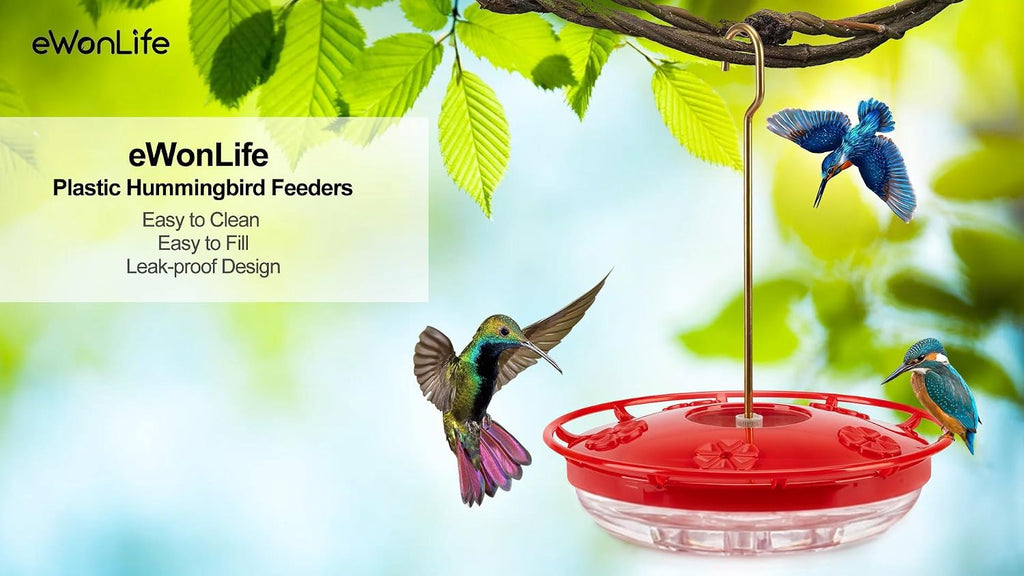 eWonLife 2 Pack 16 oz Saucer Hummingbird Feeders for Outdoors, Garden Decor