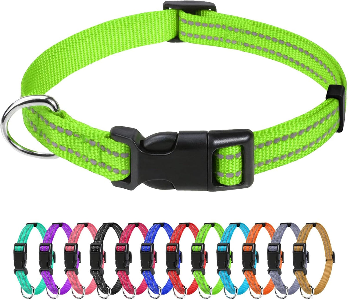 TagME Small Dog Collar, Reflective Puppy Collar, Sky Blue, 3/8" Width