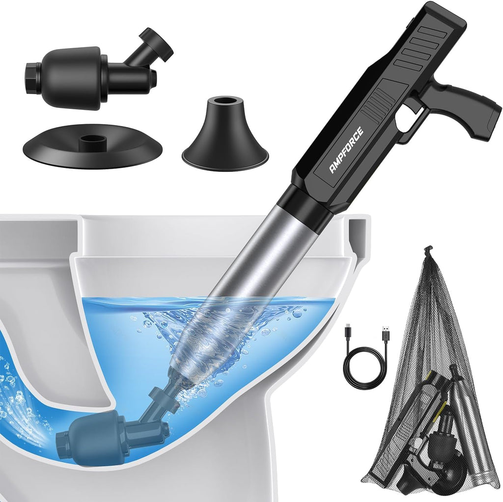 ‌Electric Toilet Plunger for Bathroom, High-Pressure Air Plunger, Heavy-Duty Clog Remover for Toilets, Toilet Drain Unclogger (Ink Black)