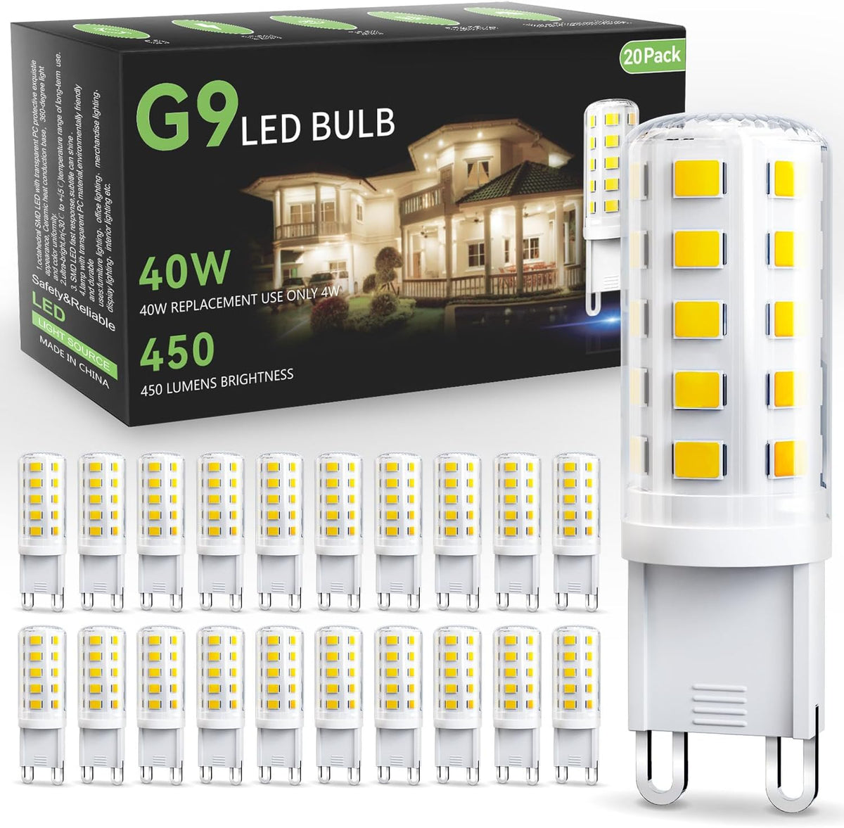 TJOY G9 LED Bulb 4W, 3000K Warm Soft White 6 Pack, 40 Watt Eq, G9 Base,120V