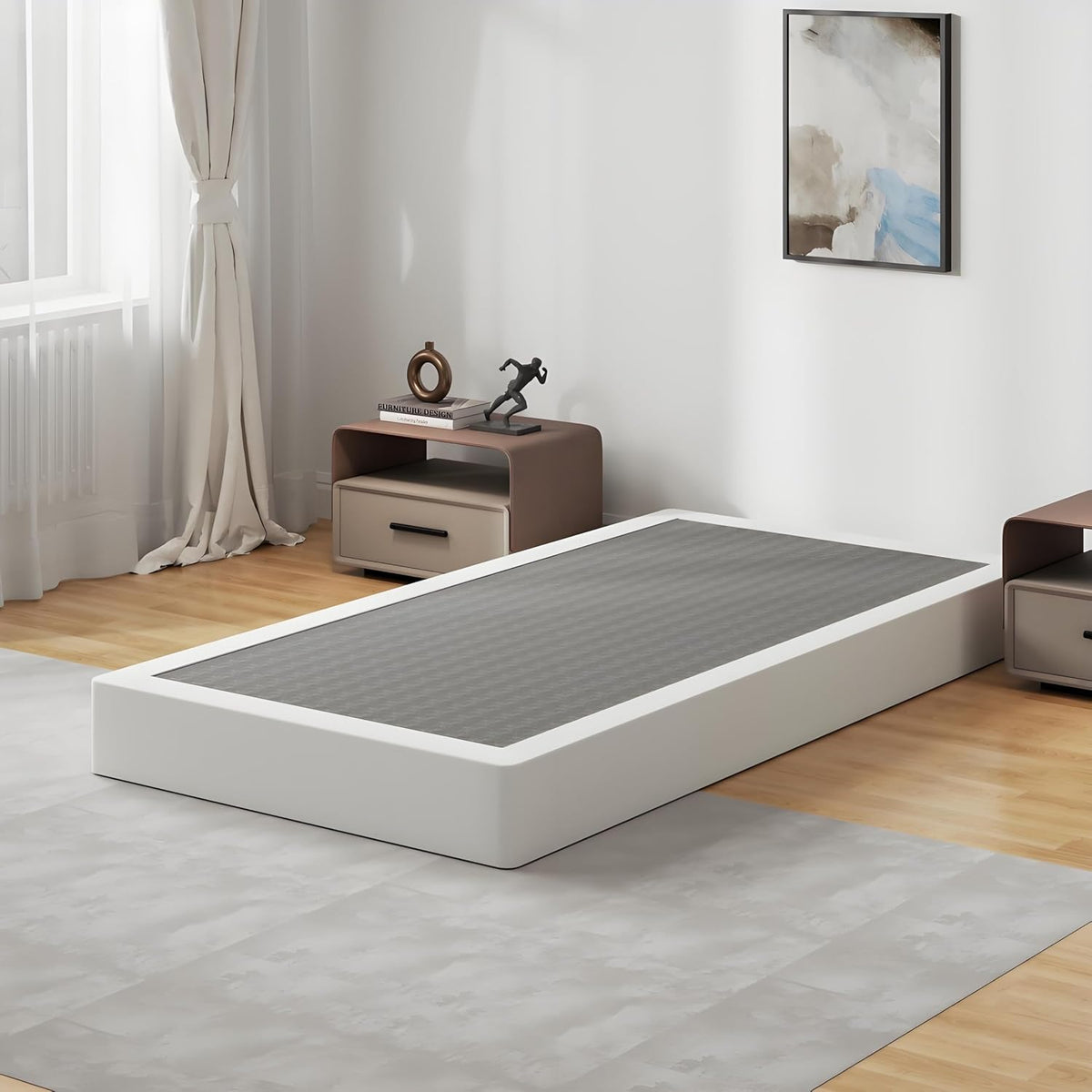 Snaye Queen Size Box Spring Bed Base 9 Inch, 3000lbs Heavy Duty Box Spring Queen Metal Mattress Foundation, Tool-Free Easy Assembly, Noise Free