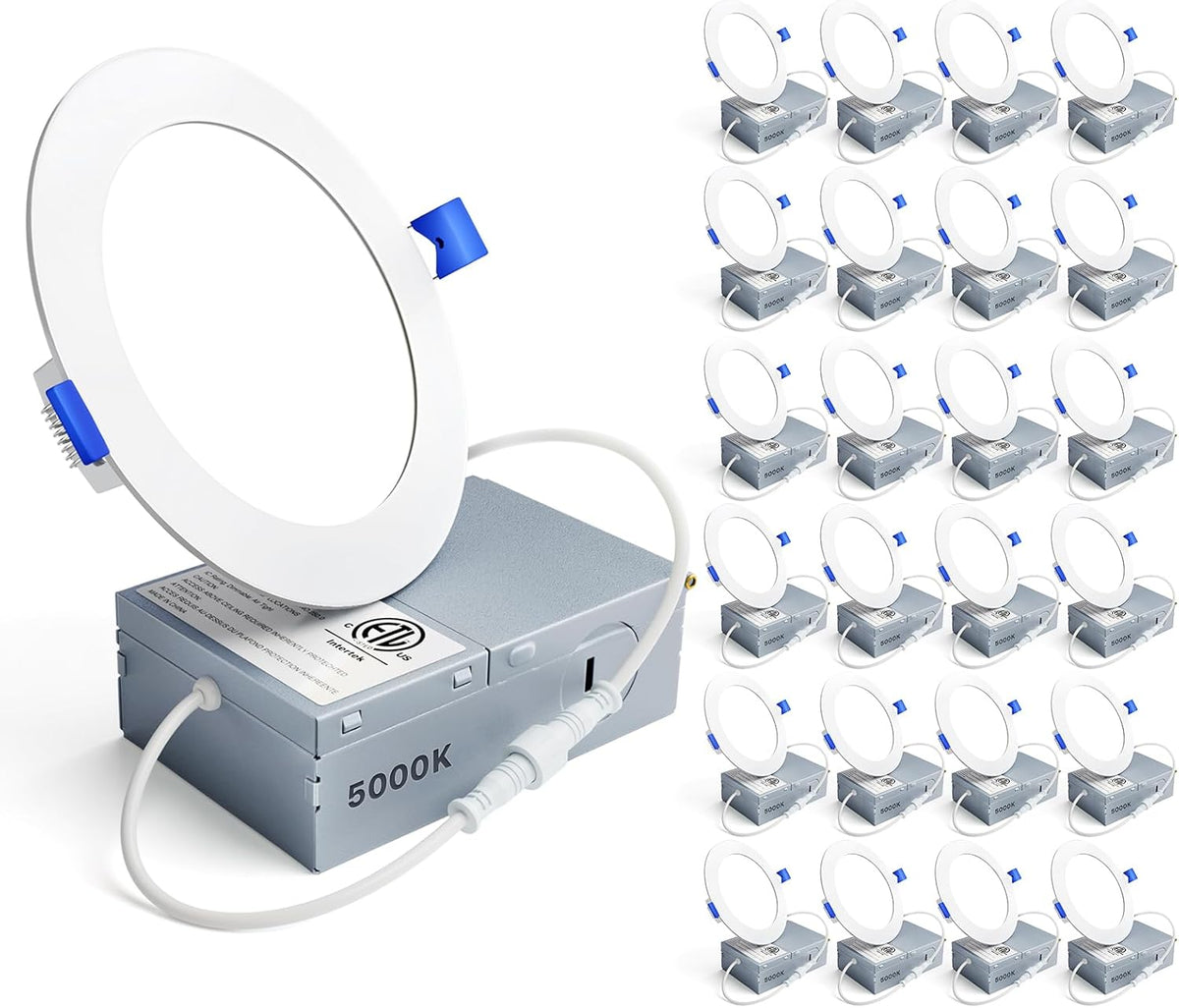 Ensenior 24 Pack 6 Inch LED Recessed Ceiling Light, 5CCT, 1200LM 12W 120V