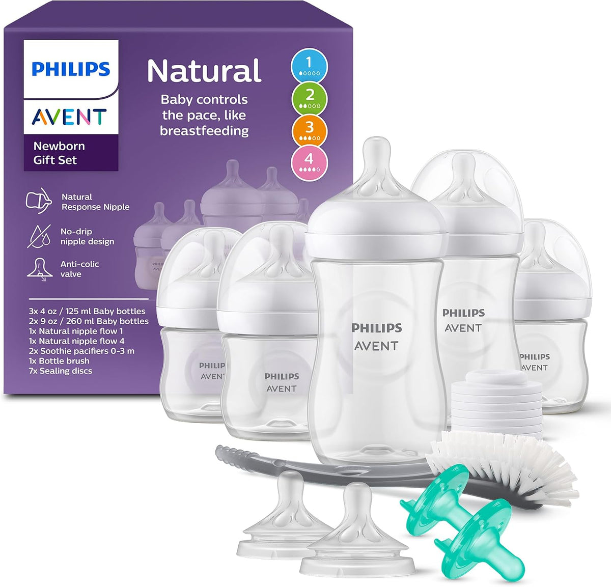 Philips Avent Natural Response Baby Gift Set - 5 Bottles, Soothie Pacifiers