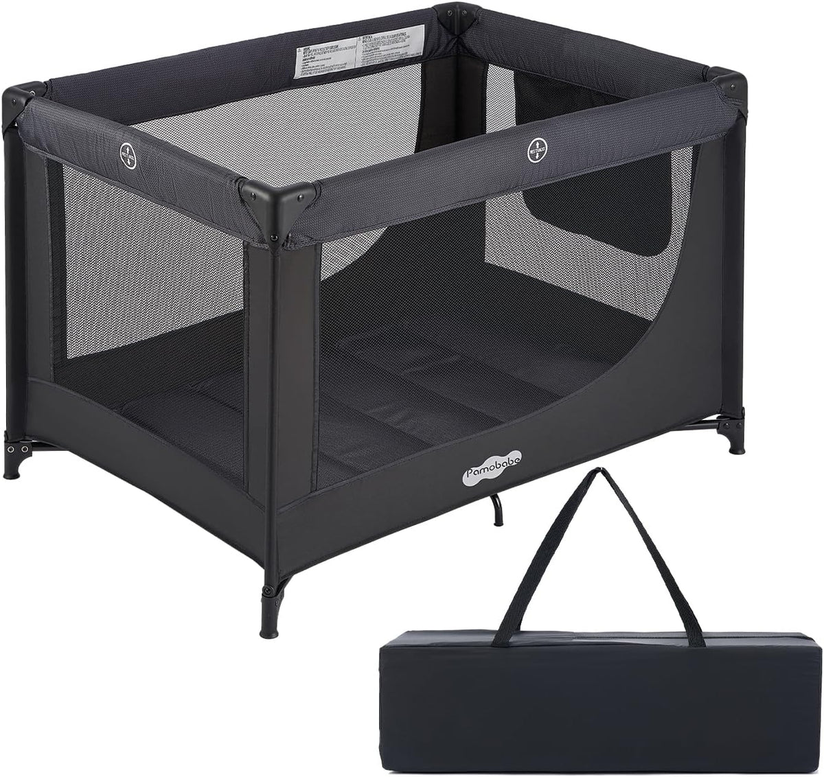 Pamo Babe Pack and Play Portable Crib Baby Playpen Foldable Playard for Infant Toddler with Mattress Pad, Lightweight Unisex Travel Crib Gray