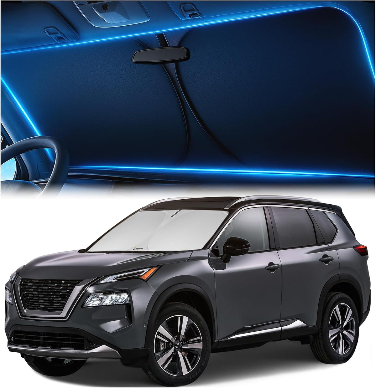 Magnelex Windshield Sun Shade for GMC Sierra 1500 2500 3500 (SLT AT4 Denali) 2019-2026, Foldable Car Window Sunshade, Heat & UV Visor Cover, Reflective Front Shades Accessories