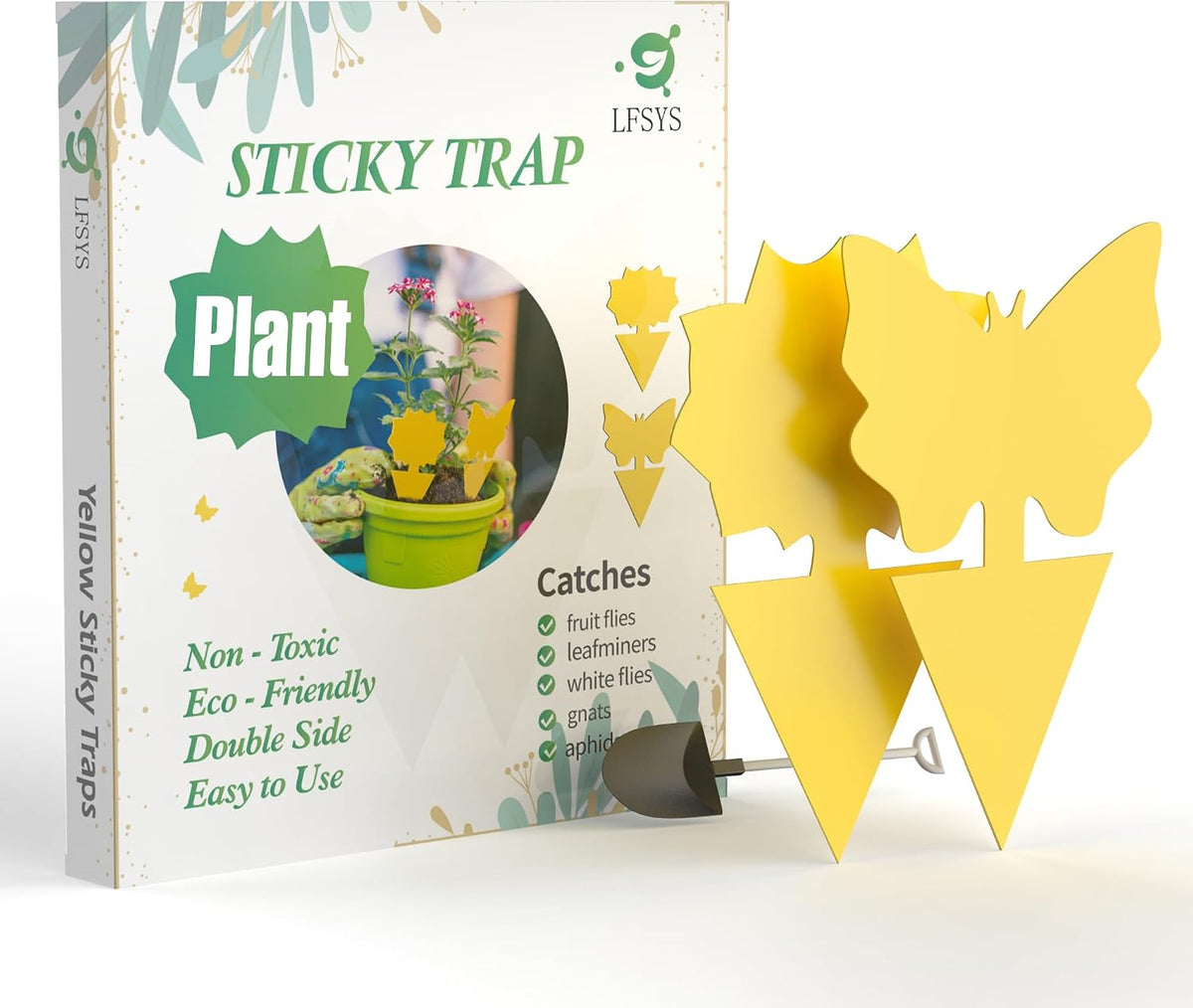 LFSYS 64Pcs Yellow Sticky Fruit Fly Traps for Indoors Gants Light Yellow