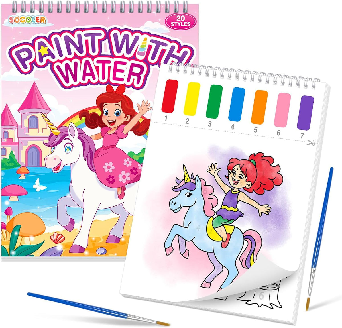 SOCOLER Paint with Water Coloring Books for Kids & Toddlers Boy-Traffic