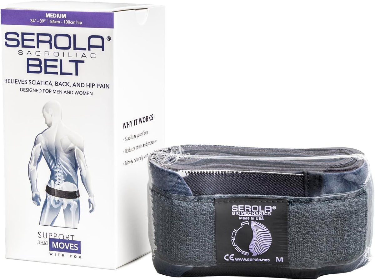 Serola Sacroiliac Belt for SI Joint Dysfunction – (Medium fits 34” to 40”) Lower Back, Pelvic & Hip brace for Women & Men | Non-Slip, Adjustable & Breathable Brace