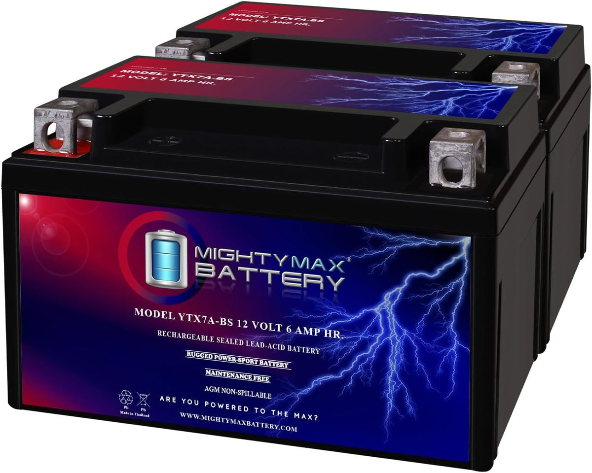 Mighty Max Battery YTX7A-BS -12 Volt 6 AH, 105 CCA, Rechargeable Maintenance Free SLA AGM Motorcycle Battery
