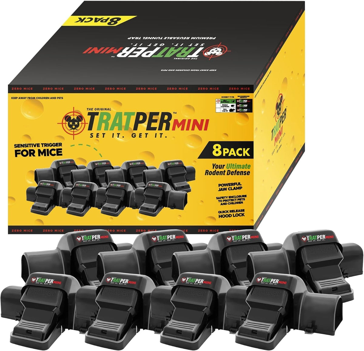 Tratper Mouse Tunnel Traps. Prevents Accidental Triggering with Dual Tunnel Design. Covered Snap Traps for Humane Kill, Safe and Reusable, Pest Control for Mice, Indoor & Outdoor Use, 4 Pack