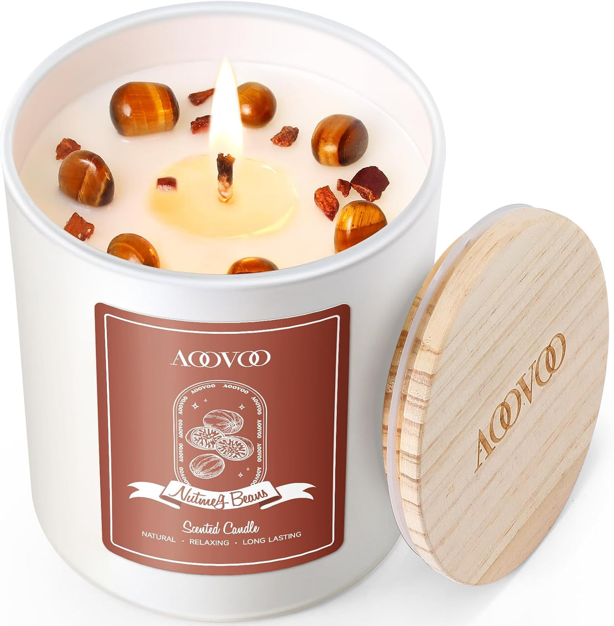 AOOVOO Lavender Scented Candles for Women - Aromatherapy Candle with Crystals Inside, 10oz Soy Candles for Home Scented, Birthday Gifts Mothers Day Candle for Women Mom