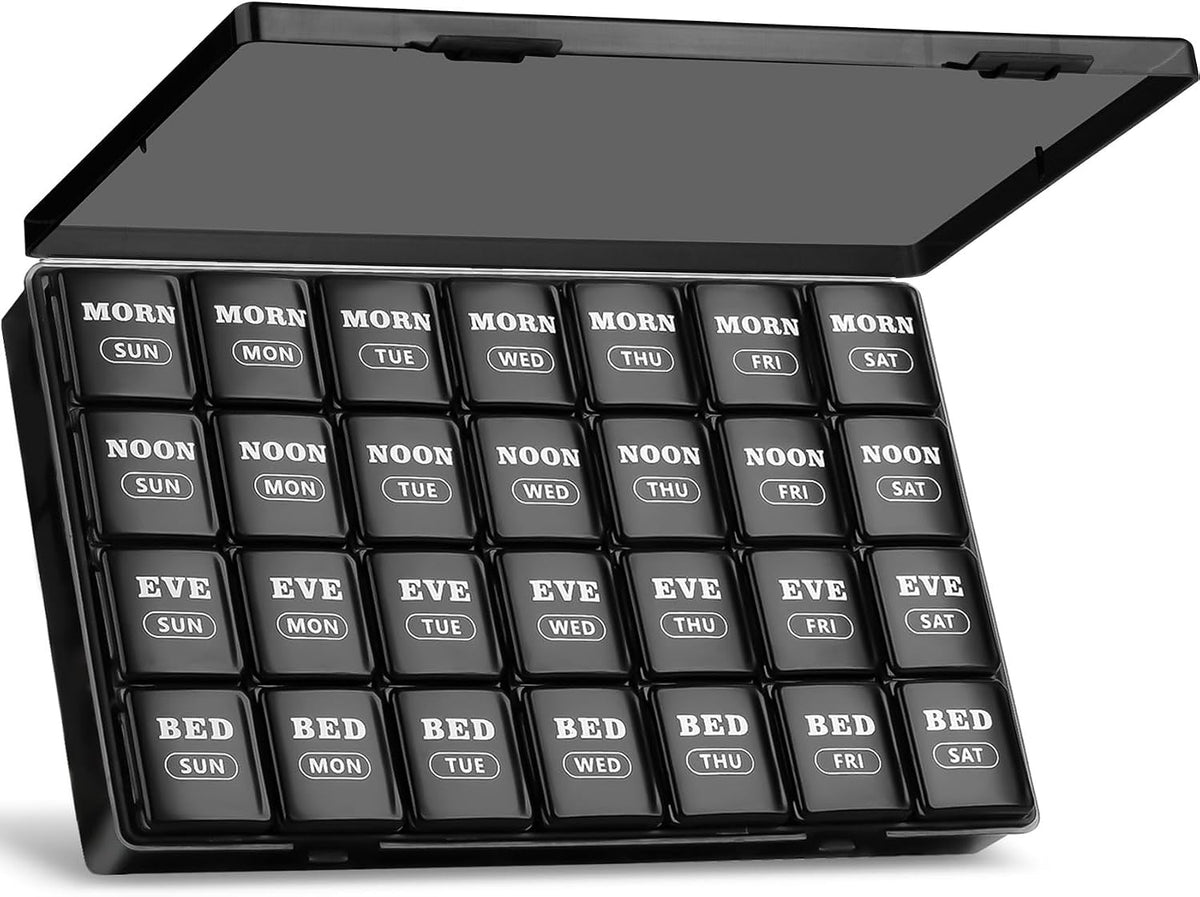 Mossime Pill Organizer 4 Times a Day, XL Weekly AM PM Pill Box, 7 Day Large