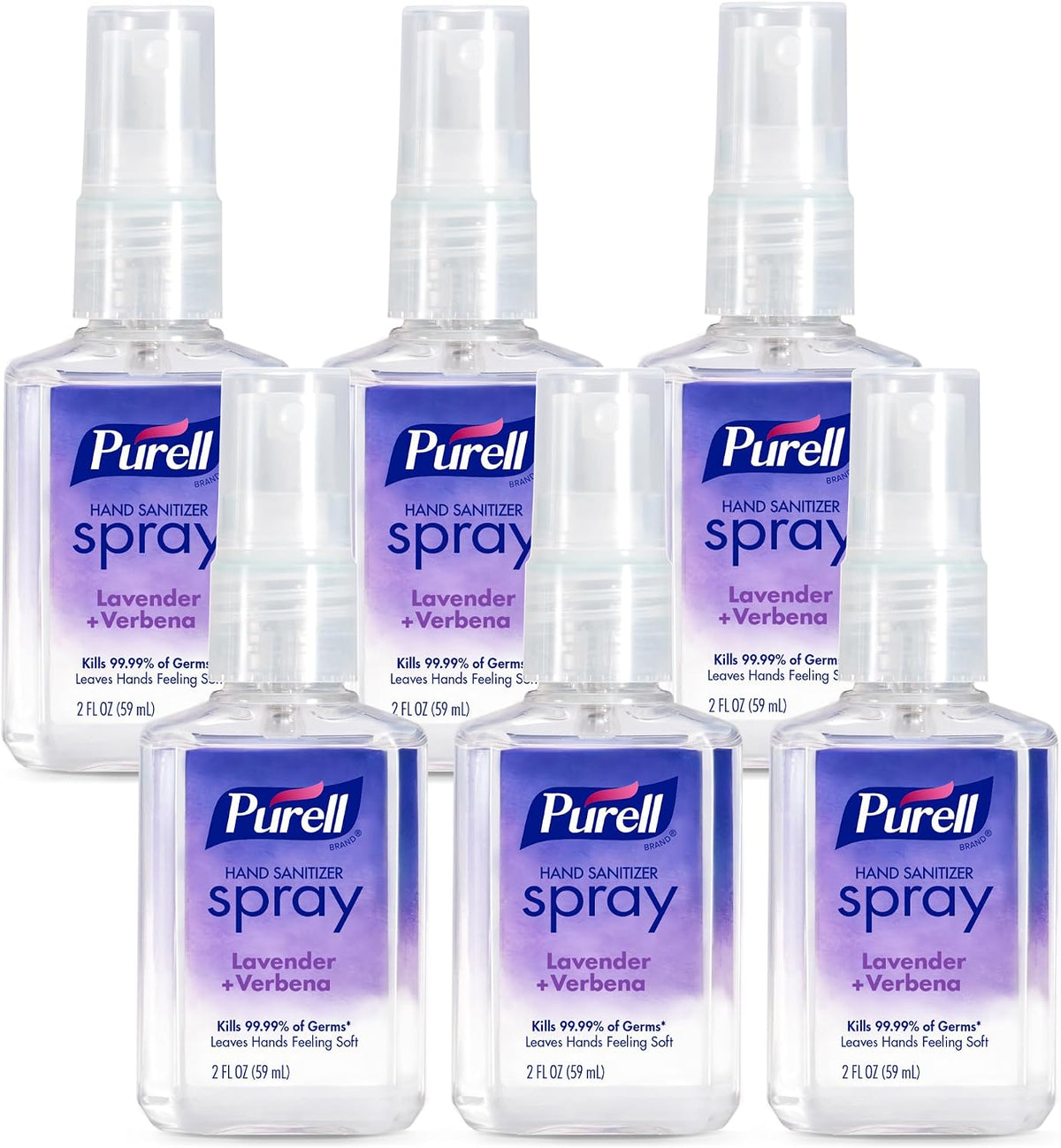 Purell Hand Sanitizer Spray Unscented, Travel Size 6ct x 2fl oz, 2023-04-EC