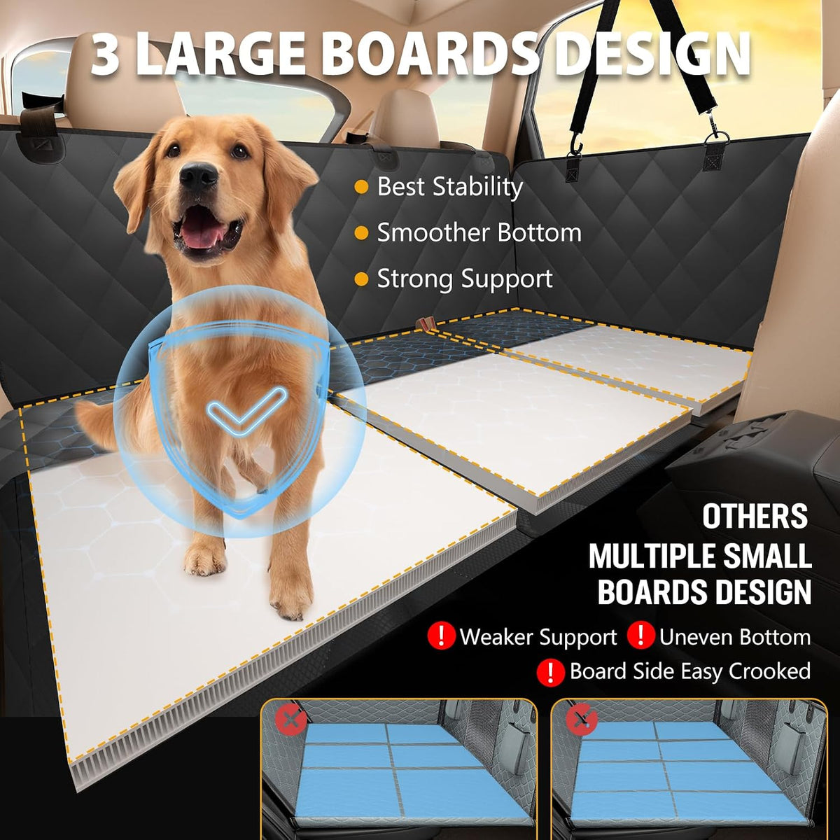 Hard Bottom Dog Car Seat Cover for Back Seat, Back Seat Extender