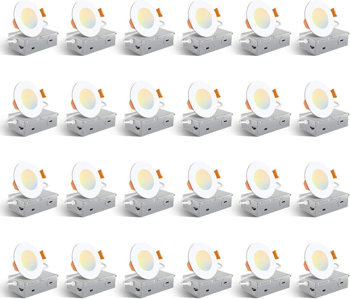 Amico 24 Pack 6 Inch LED Recessed Light with Junction Box, 5CCT, 1050LM