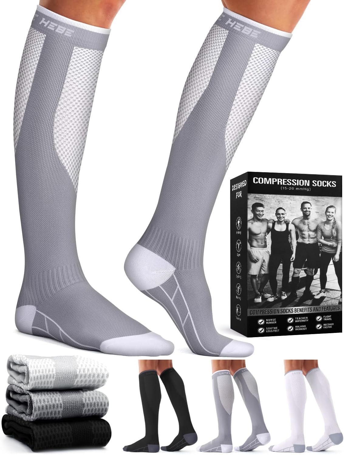 3 Pack Medical Compression Sock-Compression Sock For Women and Men Circulation -Best for Running,Nursing,Athletic Sports